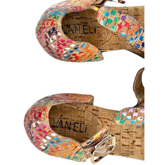 Vaneli Women’s Size 7M Multi-Color Cork Wedge Sandals With Buckle Strap - Picture 10 of 13